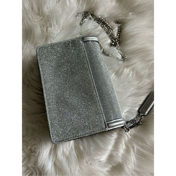 VICTORIA'S SECRET Shimmering Silver Logo BLING MINI CROSSBODY BAG y2k clutch cro - Picture 5 of 11